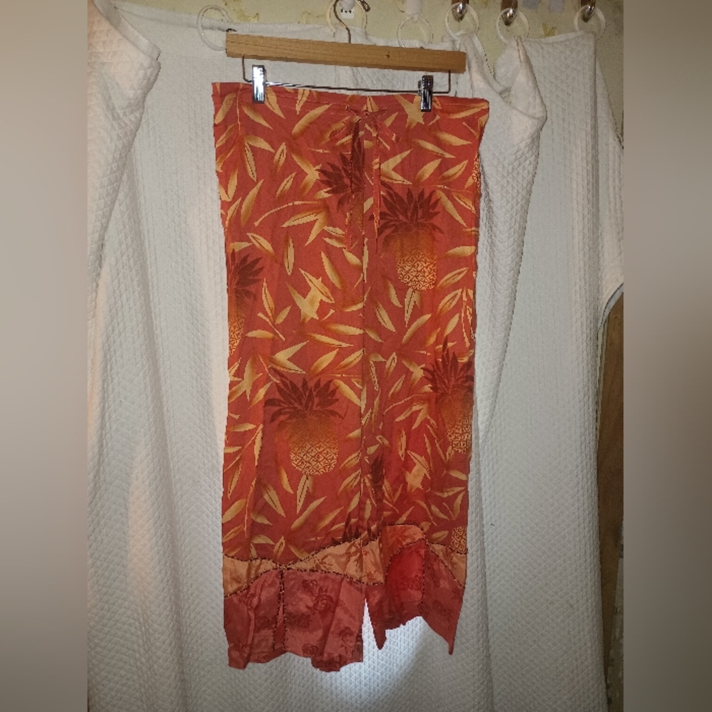 Faith Rayon Tropical Orange Pants Size Medium